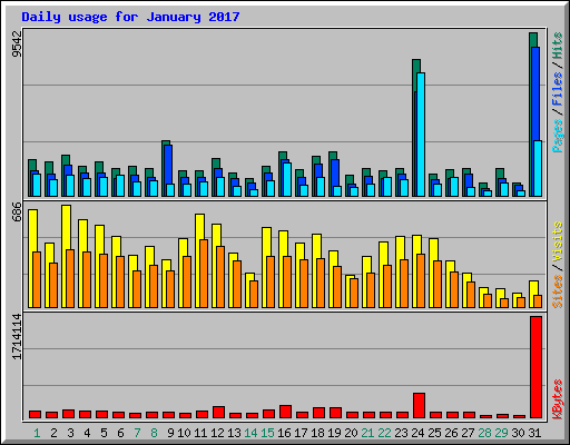 Daily usage for January 2017