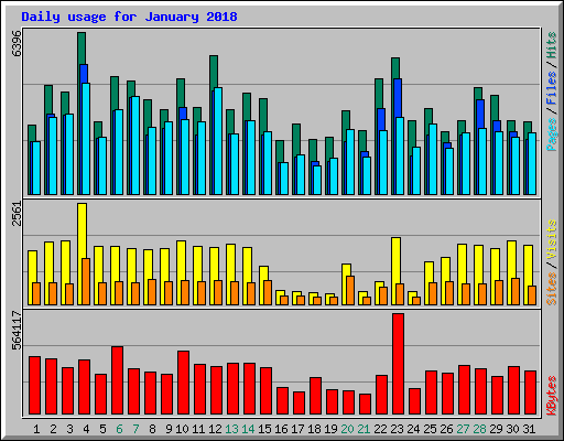 Daily usage for January 2018