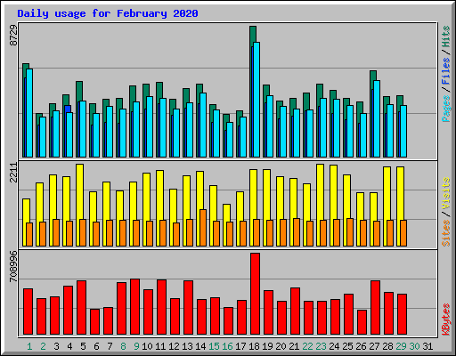 Daily usage for February 2020