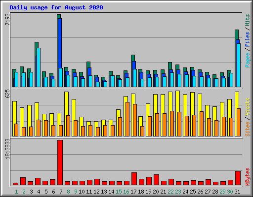 Daily usage for August 2020
