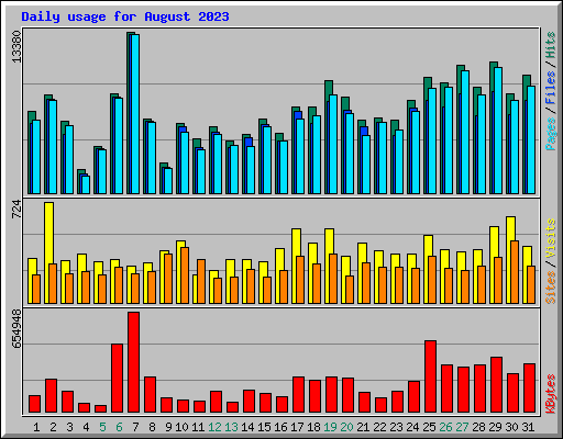 Daily usage for August 2023