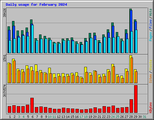 Daily usage for February 2024