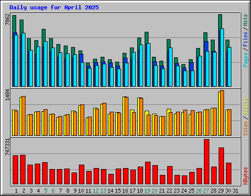 Daily usage for April 2025