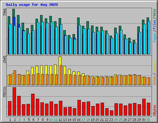 Daily usage for May 2025