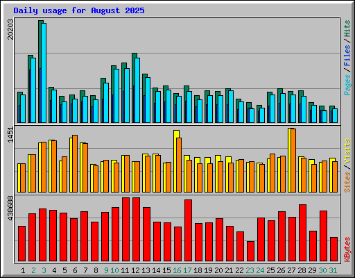 Daily usage for August 2025