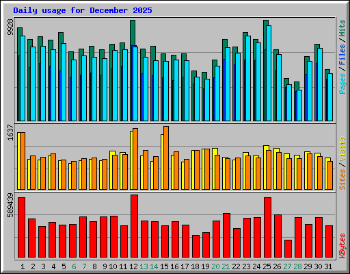Daily usage for December 2025