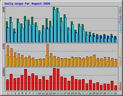 Daily usage for August 2026